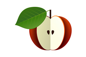 Red apple half fruit vector food, a Food Illustration by SiberianArt