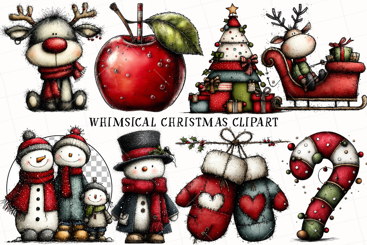 Whimsical Christmas Clipart, an Illustration by OK Design (Photo 2 of 6)