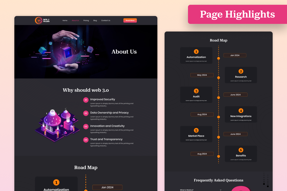 Web3 Wealth Web3 Development Website, an UI Kit Template by Uptechies (Photo 3 of 4)