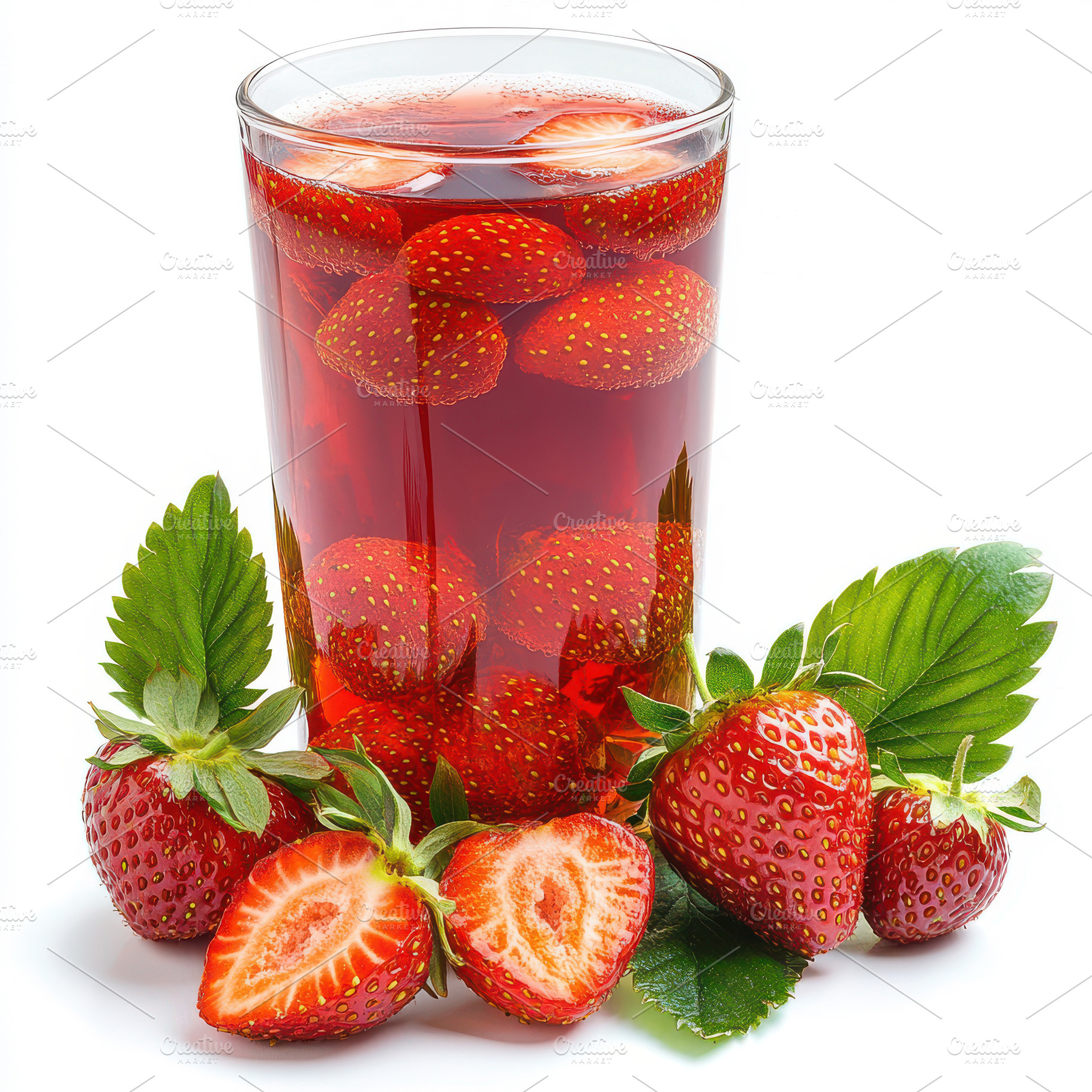 Refreshing Strawberry Drink Glass of, a Food & Drink Photo by Pixeness Studio
