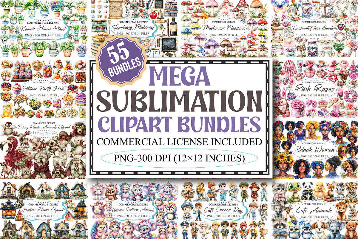 The Mega Sublimation Clipart Bundle, a Seasonal Illustration by designcity5 (Photo 1 of 10)