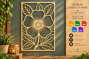 Floral Flower Laser Cut SVG