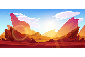 Rock Desert Cartoon Vector Landscape