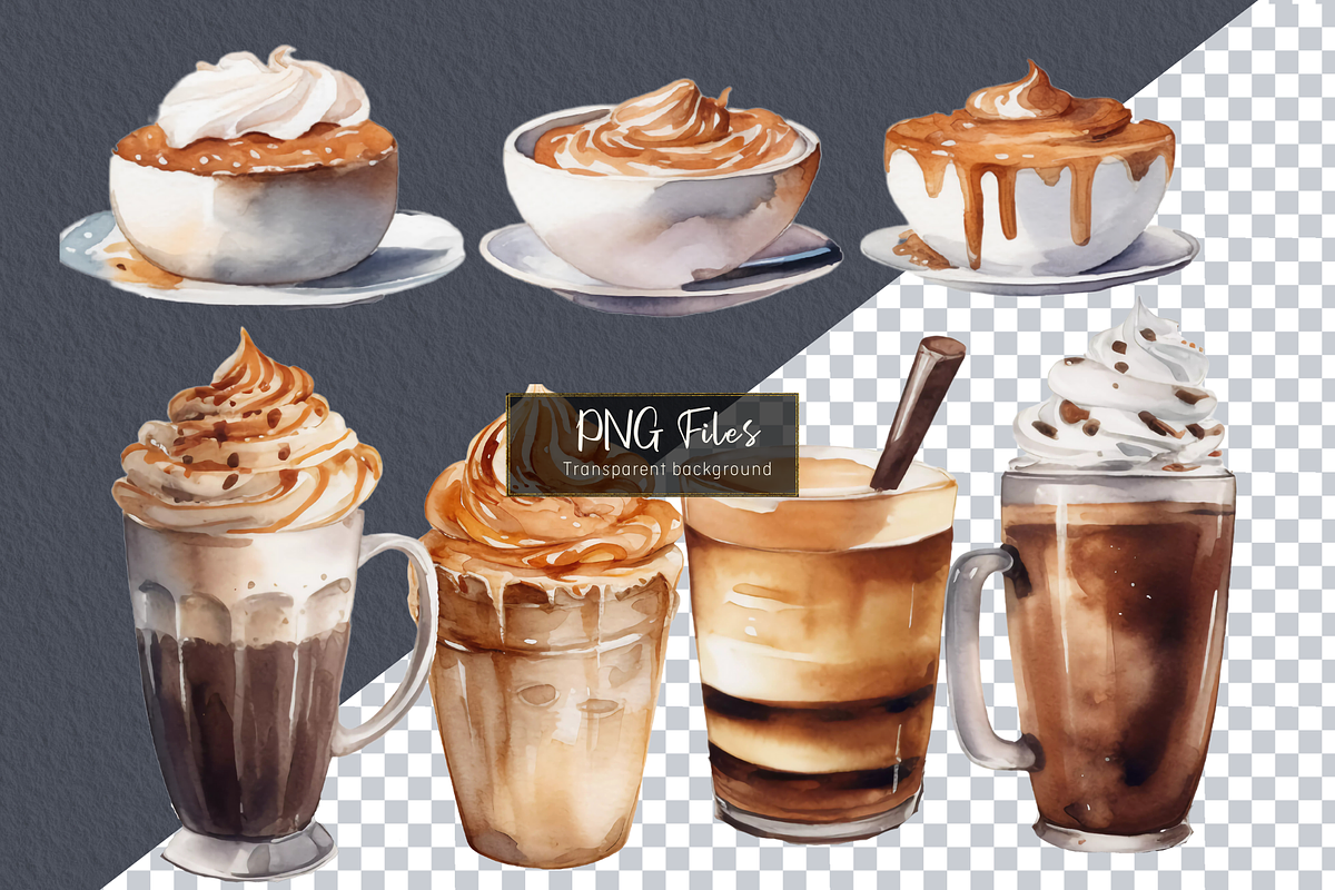 Coffee Whipped Cream Watercolor Set, a Graphic by Colorsfav (Photo 6 of 6)