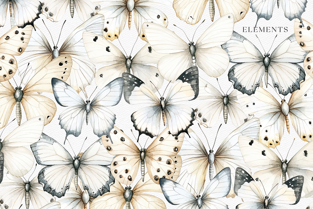 Watercolor White Butterflies, a Decorative Illustration by ThaismotaCreativeCo (Photo 4 of 5)