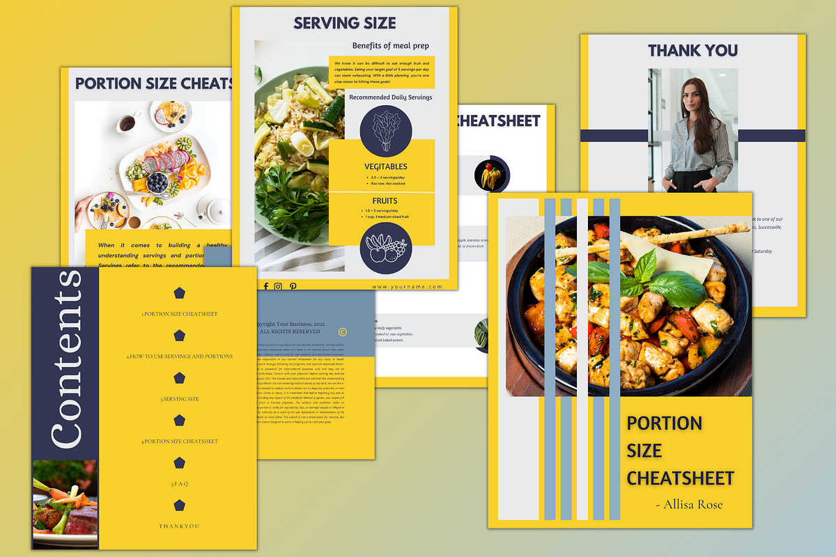 Portion Size Cheatsheet, a Books & Magazine Mockup by Millennials Marketing (Photo 2 of 7)