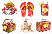 Watercolor Summer Clipart Bundle, an Illustration by Dream Creation (Thumbnail 4 of 7)