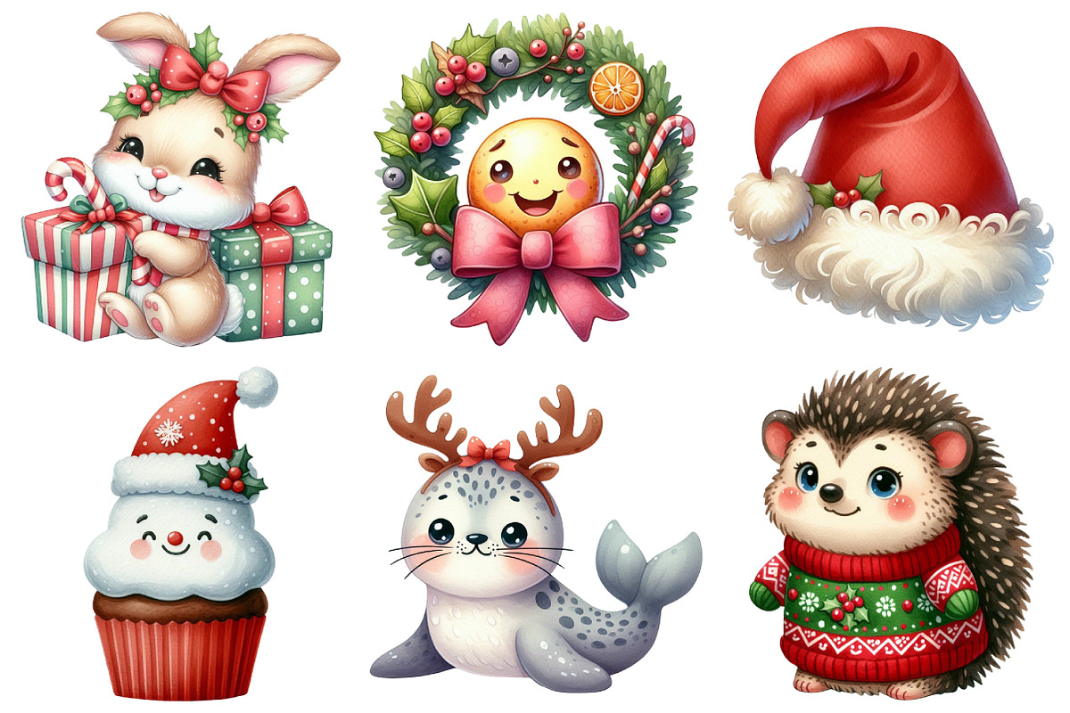 Cute Cartoon Christmas Clipart, an Illustration by Daily.Designs (Photo 4 of 4)