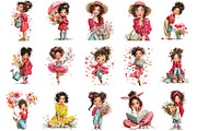 Whimsical Spring Girl Clipart, an Illustration by OK Design (Thumbnail 3 of 6)