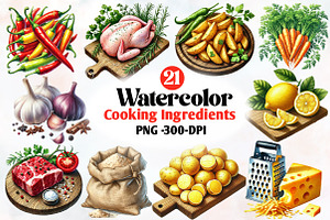 Cooking Ingredients  Clipart Bundle, an Illustration by Designworld