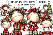 Christmas Unicorn Clipart, an Illustration by Craft Nest (Thumbnail 1 of 8)