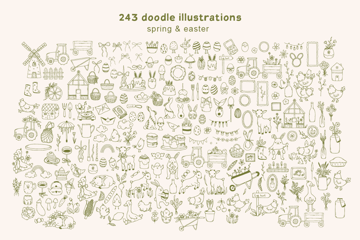 Whimsy Spring & Easter Doodle Set, a Seasonal Illustration by soboleva alya (Photo 2 of 15)