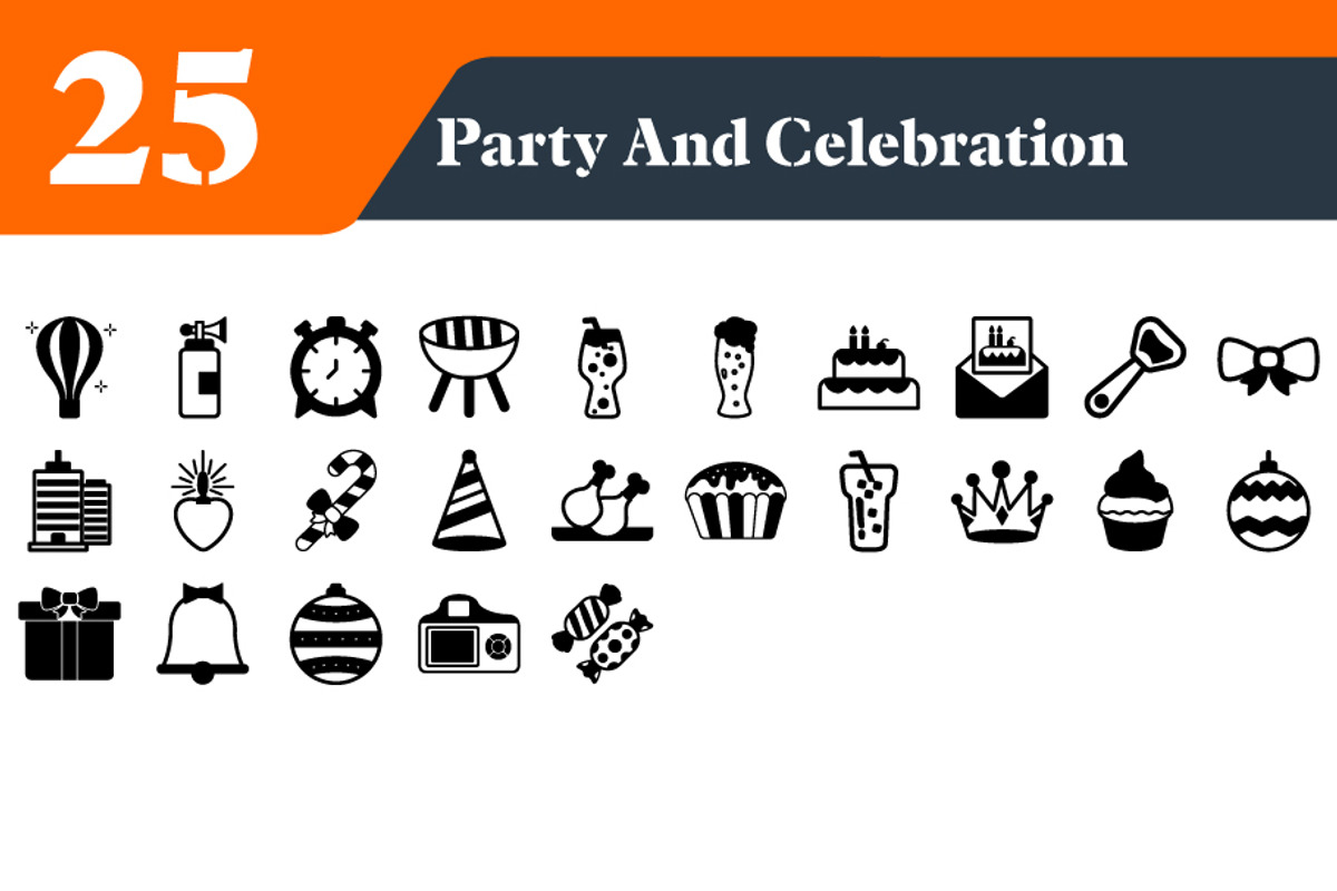 Party and Celebration Solid Icons, an Outline Icon by EllaMaiyaali (Photo 2 of 3)