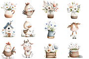 Farmhouse Spring Clipart Bundle, an Illustration by Designworld (Thumbnail 4 of 5)