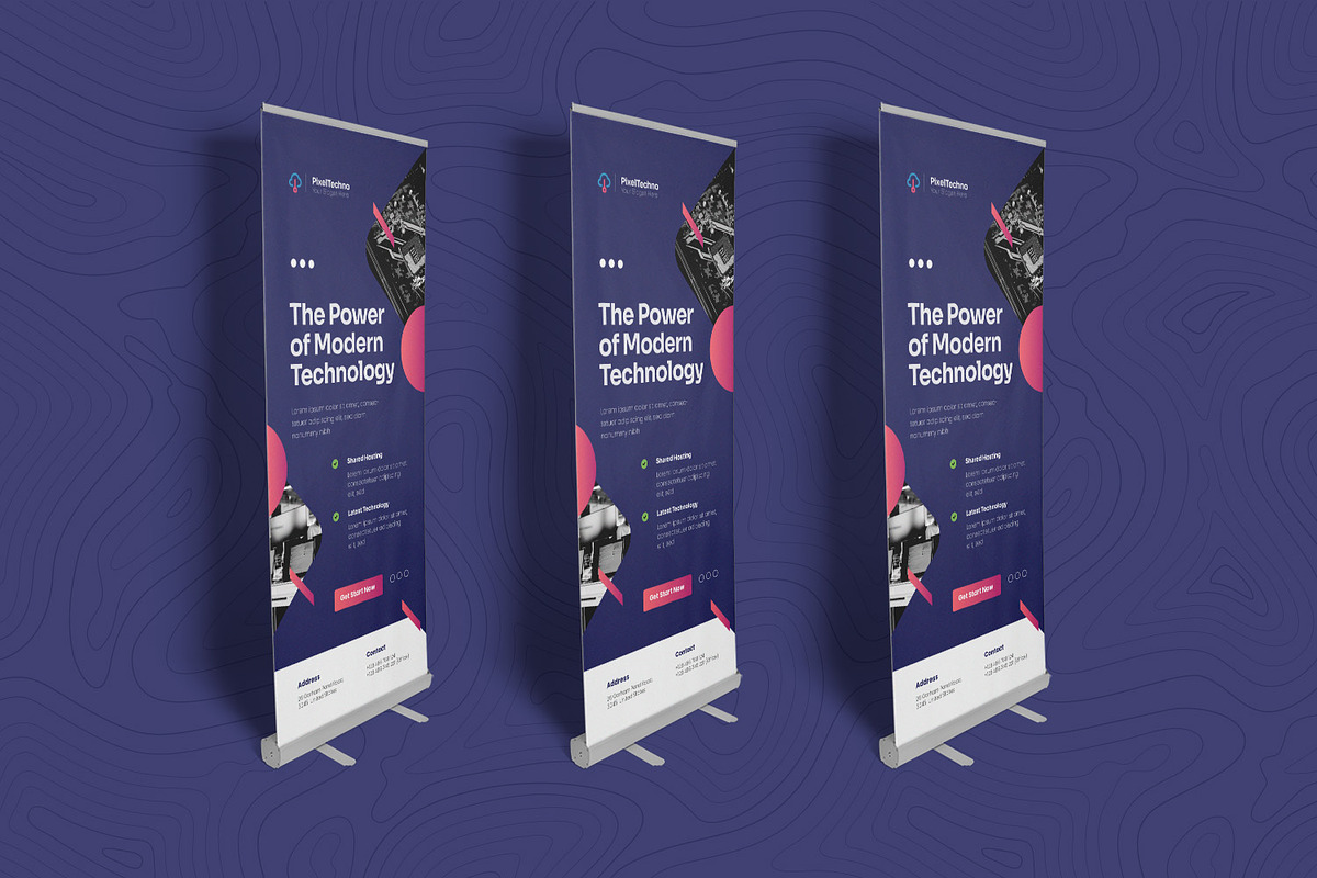 Pixel Techno Roll Up Banner, a Print Template by Esensifiksi.studio (Photo 2 of 2)