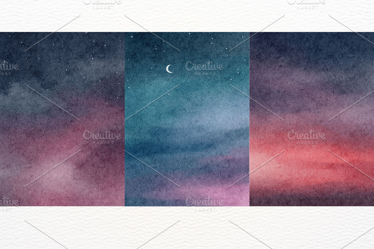 Night Sky Watercolor Background, a Texture Illustration by ArtbyHien (Photo 7 of 10)