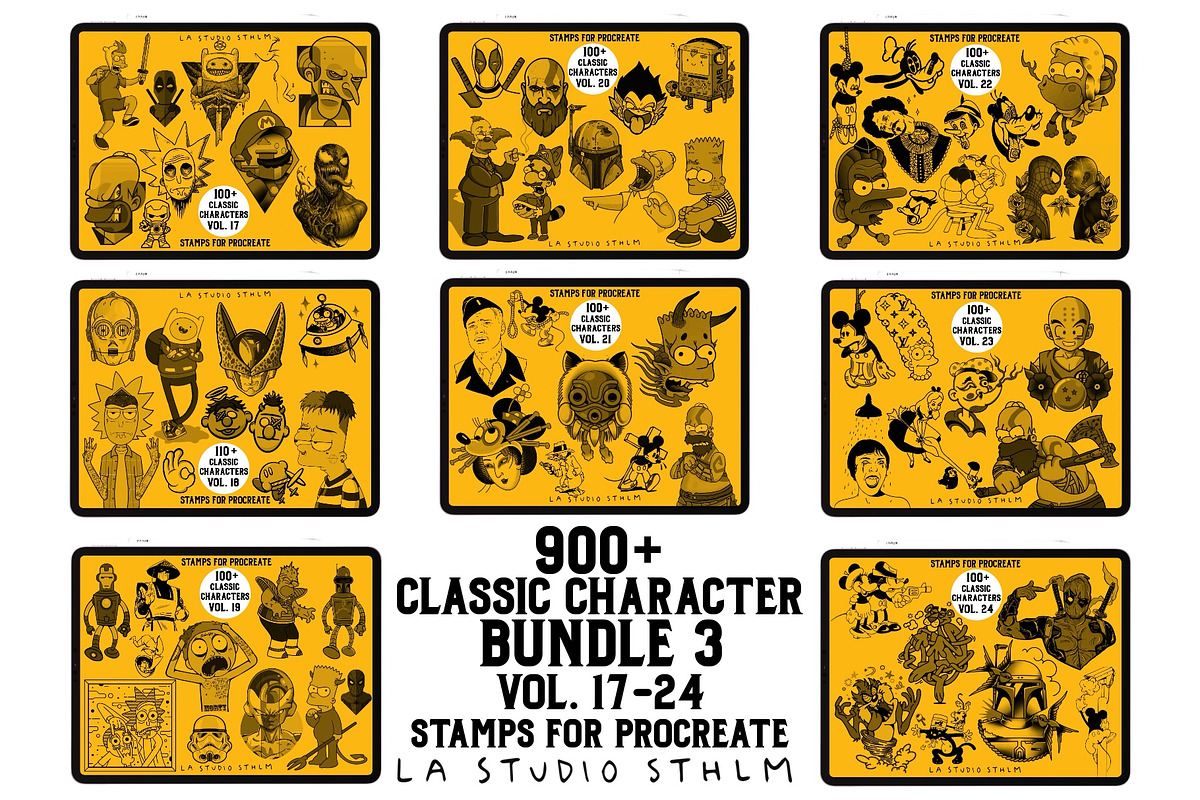 Bundle 3 Classic Character-Stamp Set, a Brush Add-On by LA Studio Sthlm (Photo 1 of 17)
