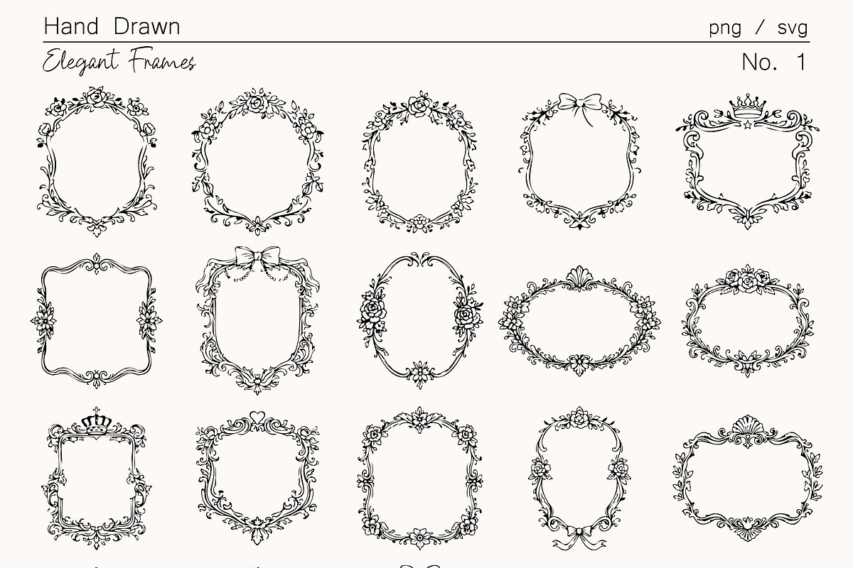 Hand Drawn Vintage Floral Frames, an Object Graphic by DreamoraArt (Photo 4 of 9)