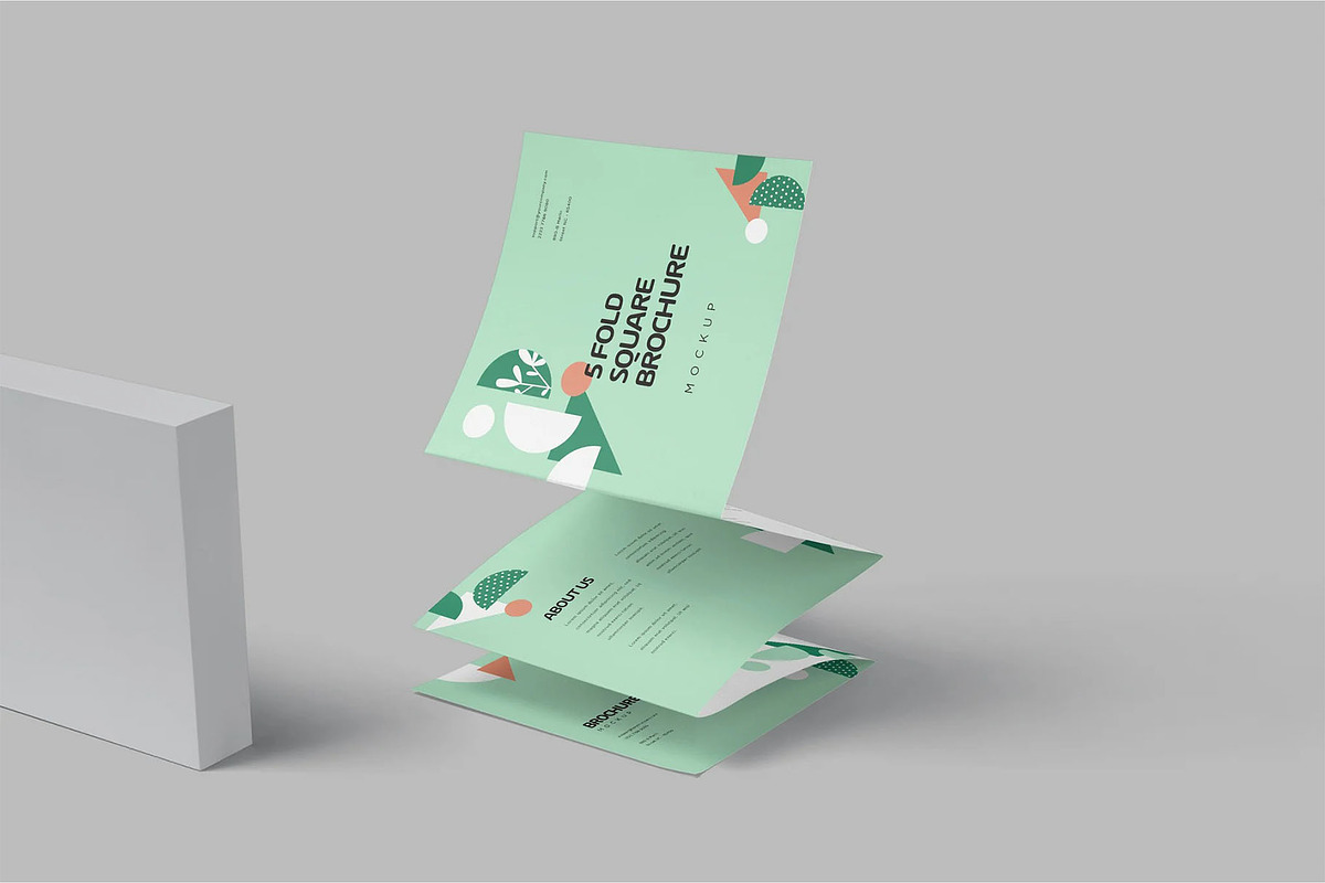5 Accordion Square Flyer Mockups, an Advertising Mockup by megostudi0 (Photo 7 of 7)