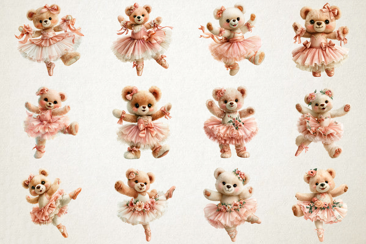 Ballerina Teddy Bear PNG Clipart, a Seasonal Illustration by RobertsArt (Photo 4 of 7)