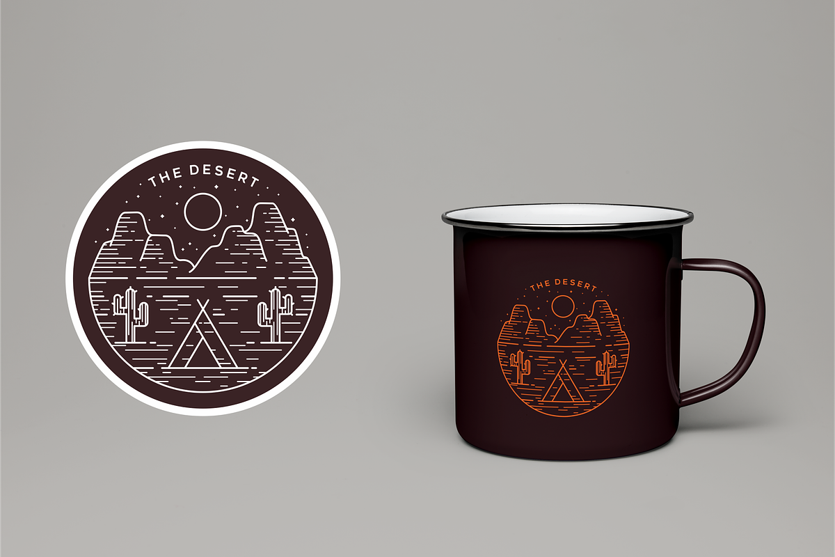 Desert Line Art Logo Badge, an Object Graphic by prasetyadavid (Photo 3 of 4)