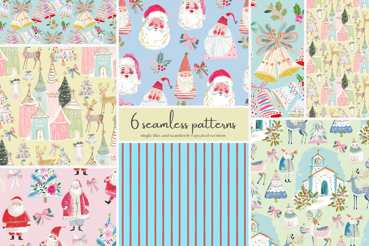 pastel Christmas seamless patterns, a Pattern Graphic by Patishop Art (Photo 1 of 10)