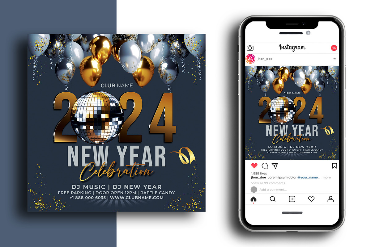 New Year Celebration Event Template, a Flyer Template by AfzaalGraphics (Photo 2 of 2)