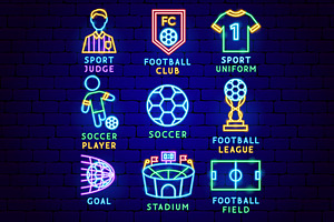 Soccer Football Neon Vector Icons