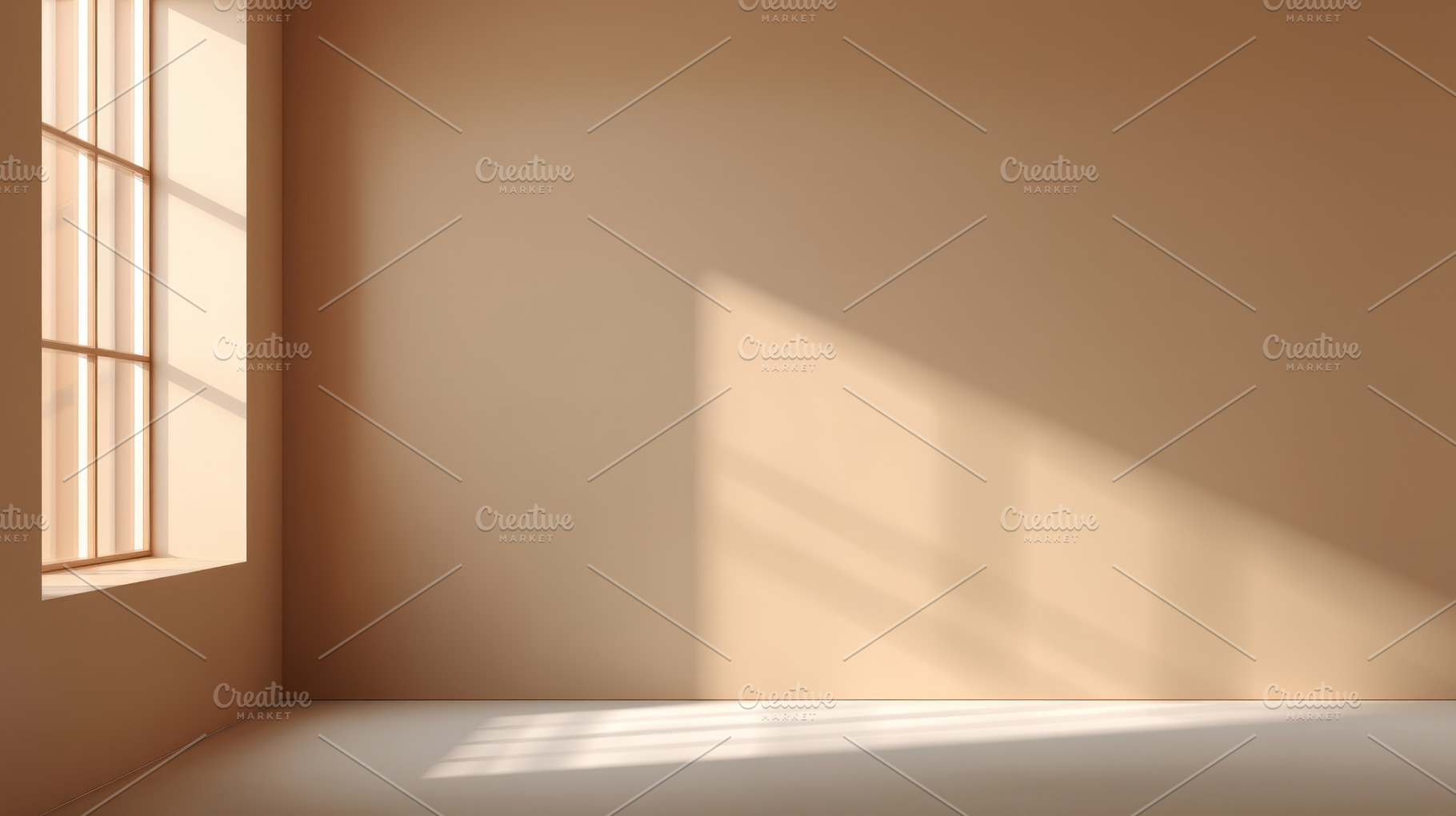 Minimalist beige room with large window and soft natural sunligh, an Abstract Photo by José Manuel Gelpi