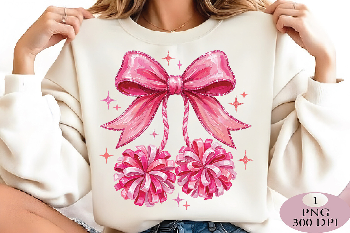 Pink Pom Pom Bow Png, an Illustration by Daily.Designs (Photo 3 of 5)