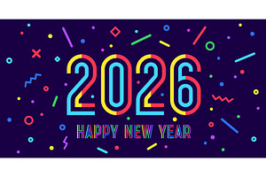 2026, Happy New Year. Greeting card, an Illustration by Foxys Graphic