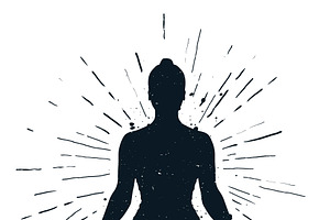 Grunge Silhouette Of Yoga Women, a Person Illustration by Black White Mouse Design