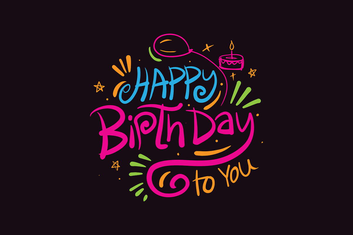 Happy Birthday Lettering card design, a Card Template by ashek (Photo 3 of 6)