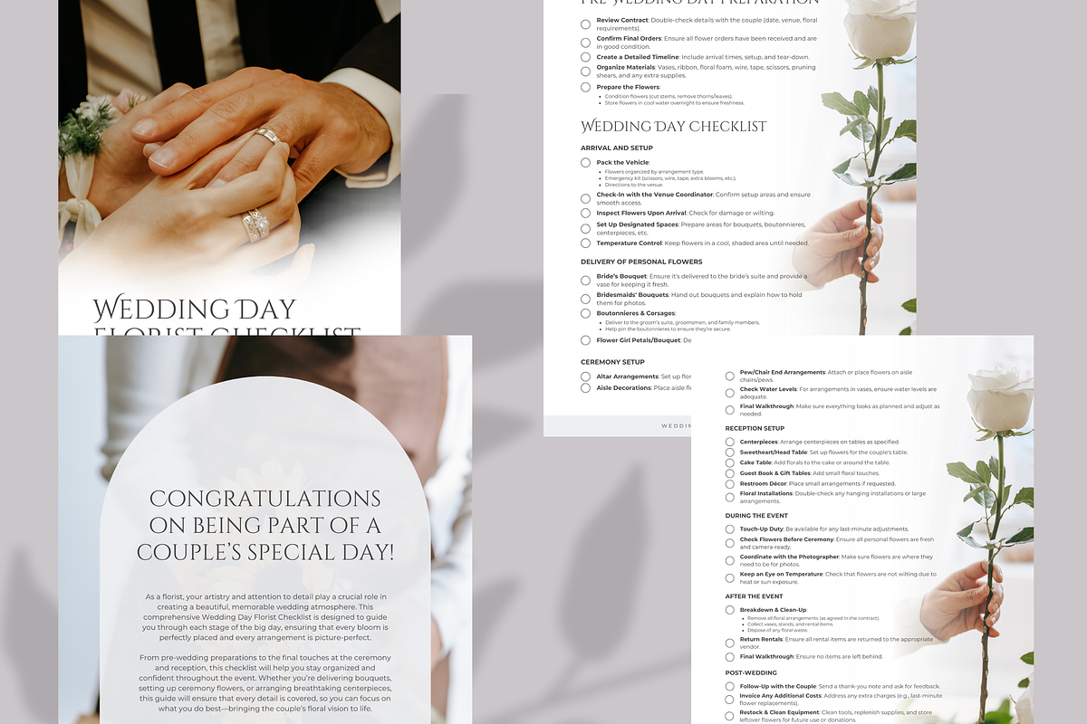 WEDDING DAY FLORIST CHECKLIST, a Brochure Template by Daring Digies (Photo 2 of 5)