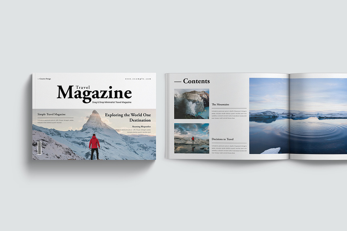 Travel Magazine Template Landscape, a Magazine Template by GoldenGrid Studio (Photo 1 of 10)