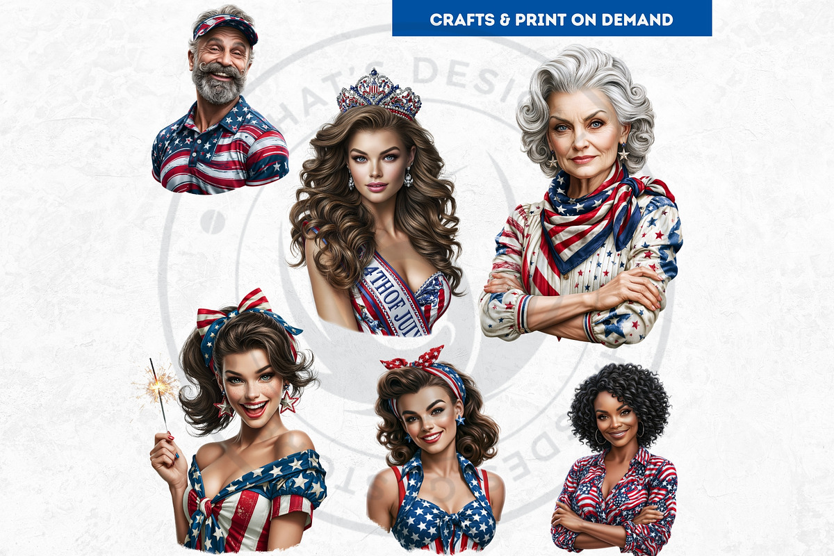 4th of july Patriotic Characters V1, a Person Illustration by ThatsDesignArt (Photo 10 of 12)