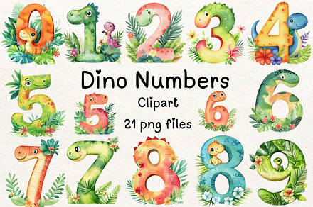 Dino Numbers Clipart Bundle, a Decorative Illustration by PassionPNGcreation