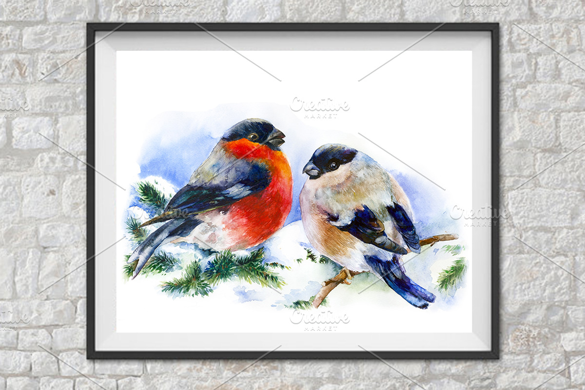 SALE! Christmas Bullfinches, a Decorative Illustration by MaryAmi (Photo 2 of 3)