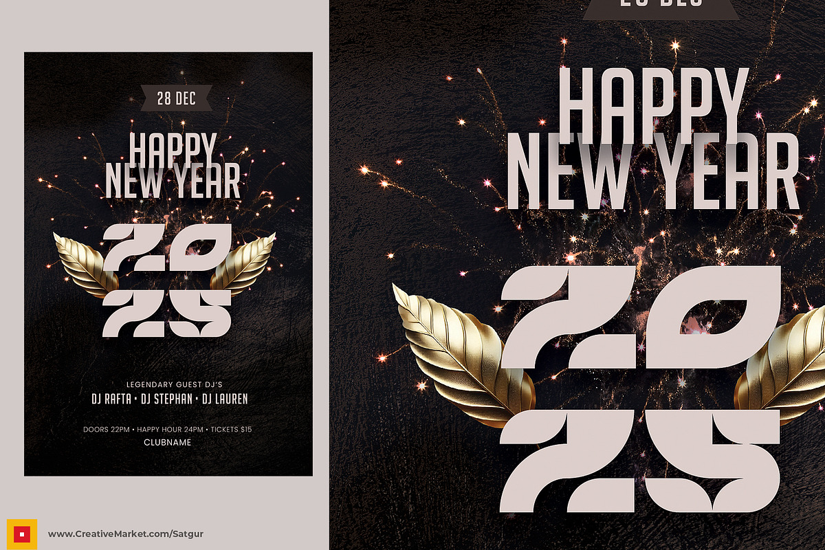 New Year Party Flyer Template, a Flyer Template by Satgur Graphic Design (Photo 3 of 3)