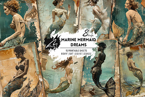 Marine Mermaid Dreams, Shabby Grunge