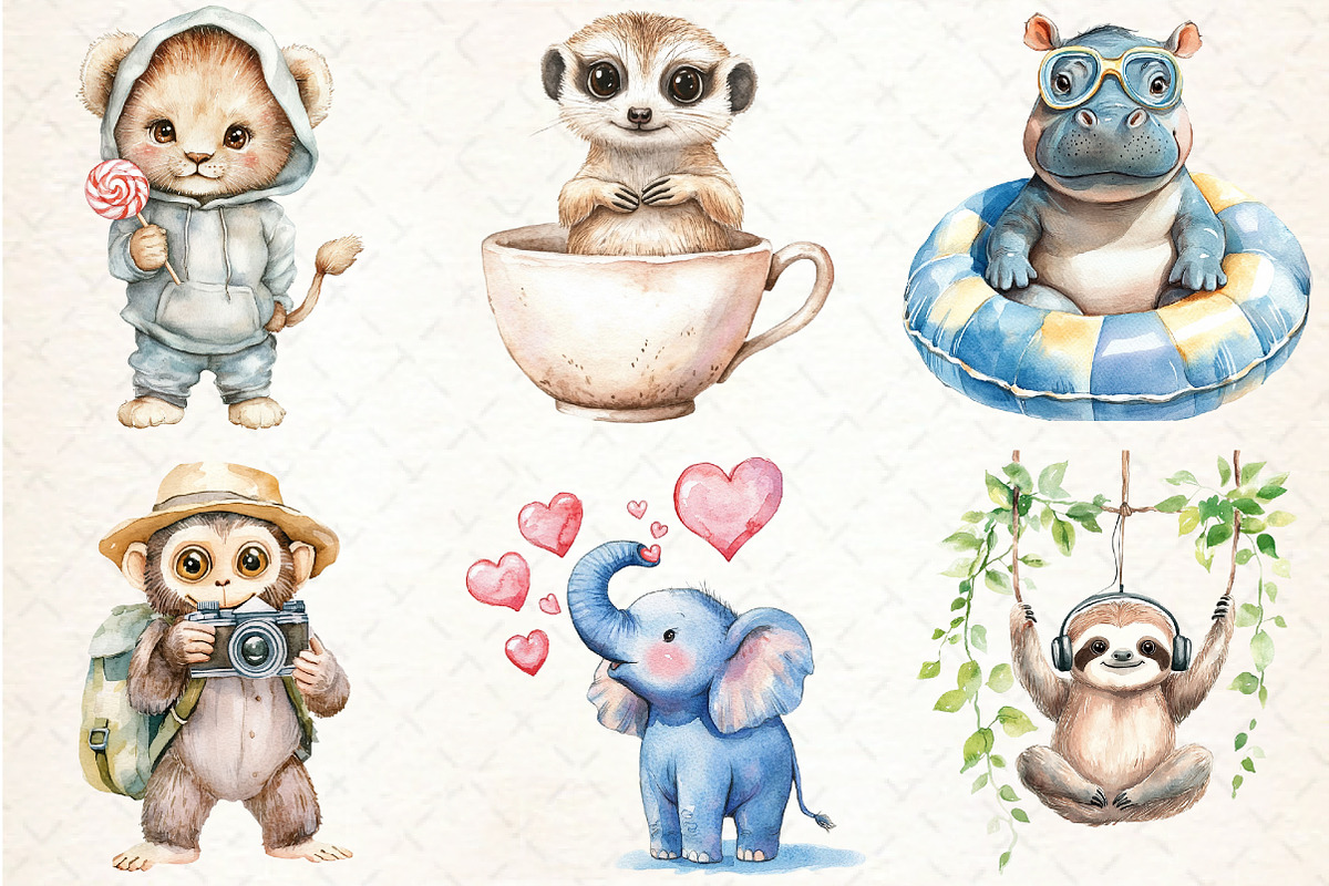 Quirky Safari Animals Clipart, a Graphic by Libby Wishes (Photo 4 of 7)
