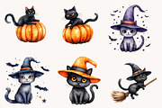 Cute Spooky Halloween Cats Clipart, a Seasonal Illustration by Designworld (Thumbnail 5 of 8)