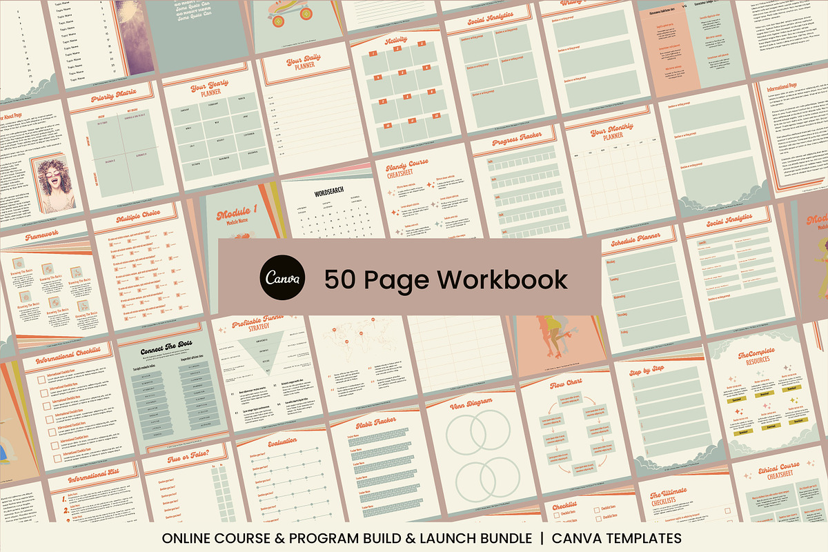 Retro Roller Disco Canva Workbook, a Brochure Template by WorkShy Studio (Photo 5 of 6)