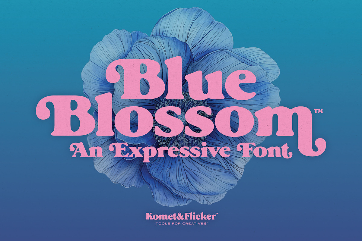 Blue Blossom - An Expressive Font, a Serif Font by Komet & Flicker (Photo 1 of 15)