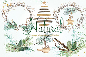 Natural Winter Watercolor Clipart