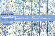 Watercolor Floral Patterns Set, a Pattern Graphic by DreamCafeArt (Thumbnail 1 of 5)