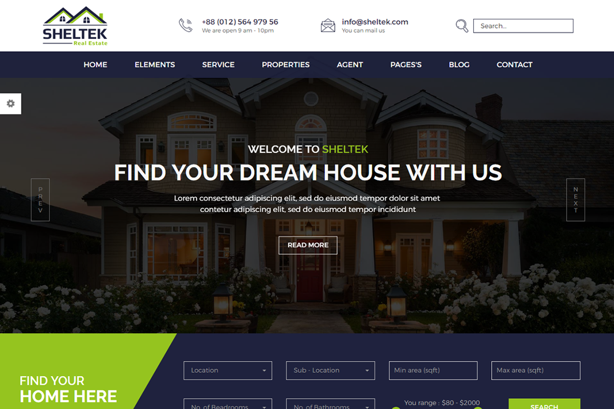 Sheltek - Real Estate HTML Template, a Bootstrap Template by HasThemes (Photo 1 of 3)