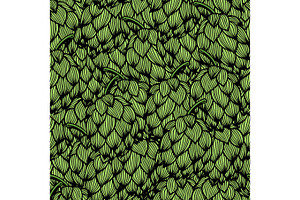 Seamless Pattern With Green Hops