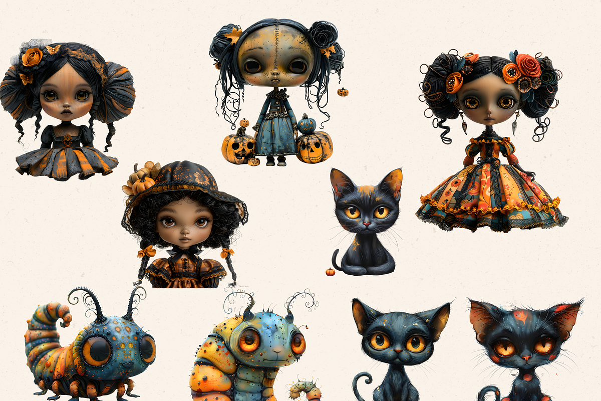 HALLOWEEN PETITE GIRLS AND MONSTERS, a Person Illustration by Daring Digies (Photo 4 of 8)