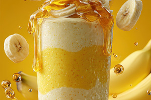 Honey Banana Smoothie Delicious Crea, a Photo by Pixeness Studio